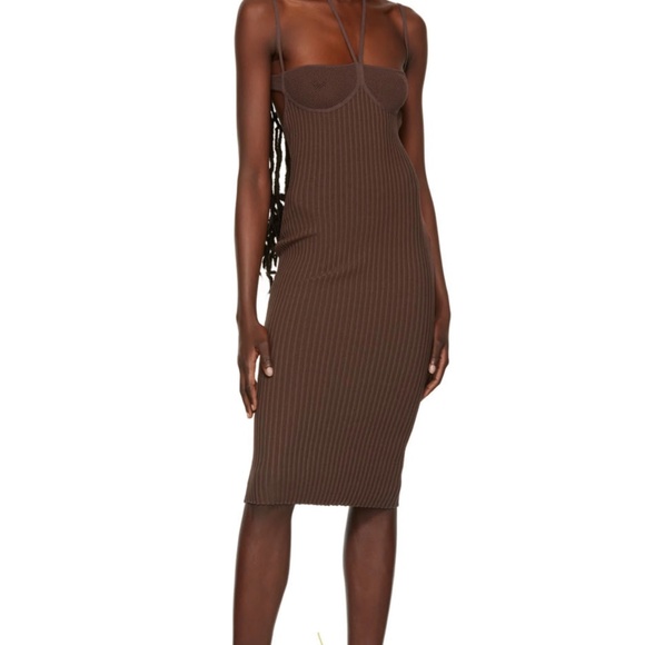 Brown Halter Midi Dress - Picture 4 of 5
